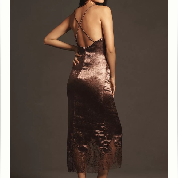 By Anthropologie Satin Lace Midi Pajama Dress - Picture 2 of 8